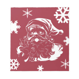 Santa Claus Snowflakes Christmas red Holiday Notepad
