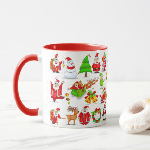 Santa Claus, Snowman, Elves, Reindeer, Penguin Mug