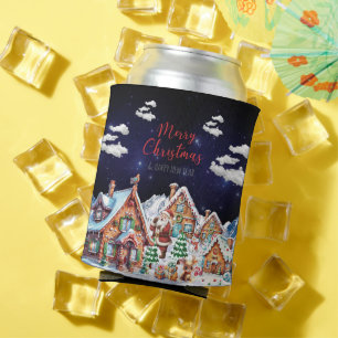 Santa Claus, Snowman Festive Christmas Holiday Can Cooler