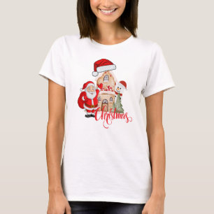 Santa Claus, Snowman & Gingerbread House Classic C T-Shirt