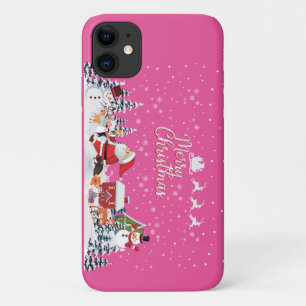 Santa Claus, Snowman Merry Christmas Holiday iPhone 11 Case