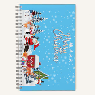 Santa Claus, Snowman Merry Christmas Holiday Notebook