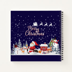 Santa Claus, Snowman Merry Christmas Holiday Notebook