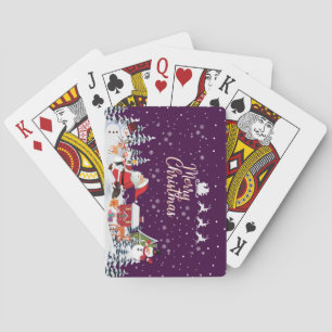Santa Claus, Snowman Merry Christmas Holiday Playing Cards
