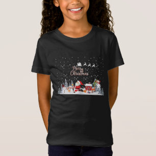 Santa Claus, Snowman Merry Christmas Holiday T-Shirt