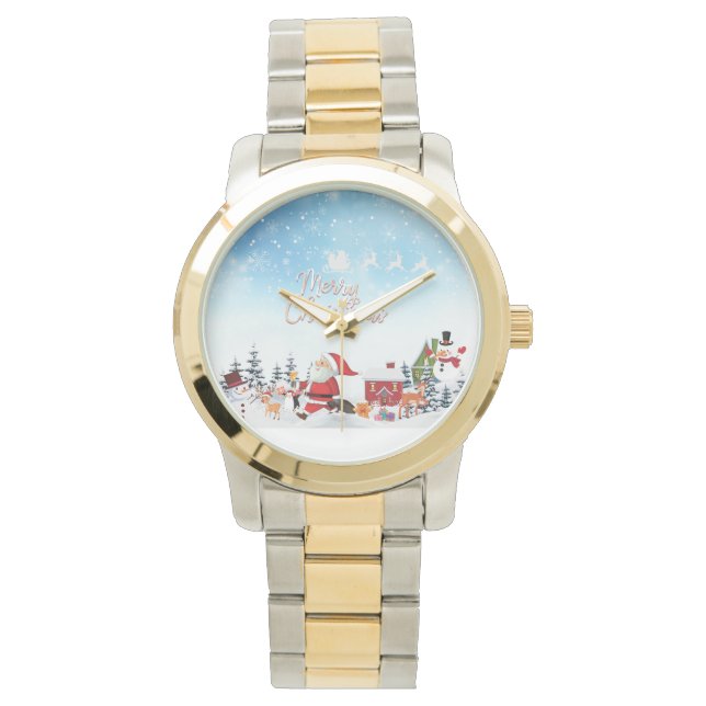 Santa Claus, Snowman Merry Christmas Holiday Watch (Front)