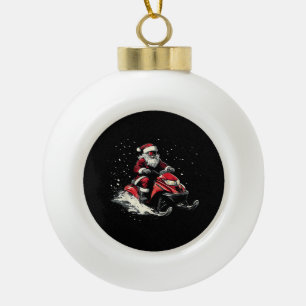 Santa Claus Snowmobile Motor Sled Funny Christmas Ceramic Ball Christmas Ornament