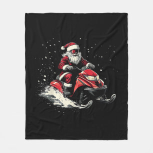 Santa Claus Snowmobile Motor Sled Funny Christmas Fleece Blanket