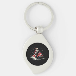 Santa Claus Snowmobile Motor Sled Funny Christmas Key Ring