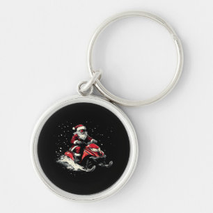 Santa Claus Snowmobile Motor Sled Funny Christmas Key Ring