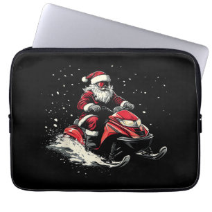 Santa Claus Snowmobile Motor Sled Funny Christmas Laptop Sleeve
