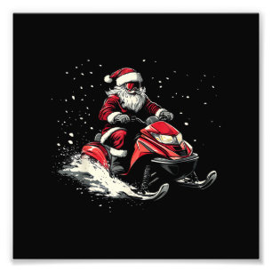 Santa Claus Snowmobile Motor Sled Funny Christmas Photo Print