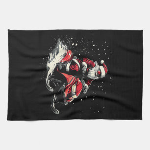 Santa Claus Snowmobile Motor Sled Funny Christmas Tea Towel