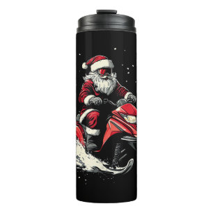 Santa Claus Snowmobile Motor Sled Funny Christmas Thermal Tumbler