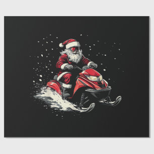 Santa Claus Snowmobile Motor Sled Funny Christmas Wrapping Paper