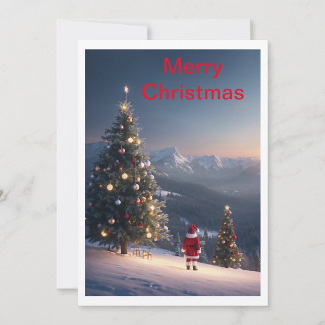 Santa Claus Snowy Mountain Holiday Card | Festive  (Front)