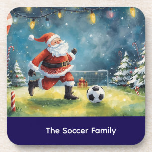 Santa Claus Soccer Christmas Party Coaster