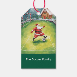 Santa Claus Soccer Christmas Party Gift Tags