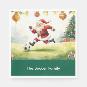 Santa Claus Soccer Christmas Party Napkin