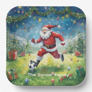 Santa Claus  Soccer Christmas Party  Paper Plate