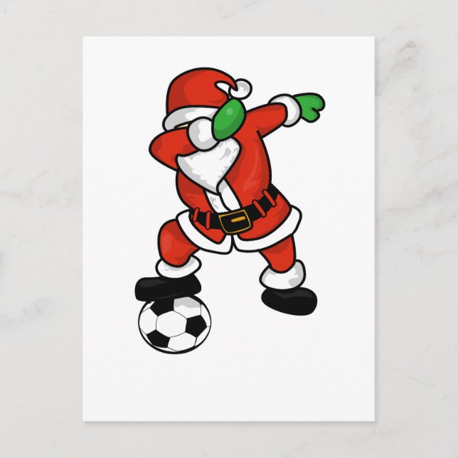 Santa Claus soccer dab dance ugly christmas T-shir Holiday Postcard (Front)