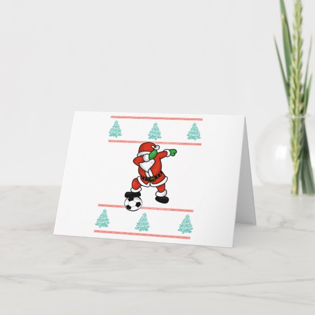 Santa Claus soccer dab ugly Christmas 2018 T-Shirt Holiday Card (Front)
