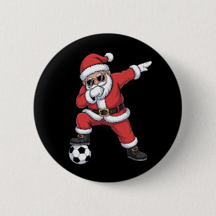Santa Claus Soccer Dabbing Santa Gift Christmas 6 Cm Round Badge