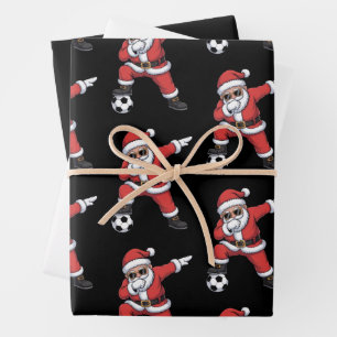Santa Claus Soccer Dabbing Santa Gift Christmas Wrapping Paper Sheet