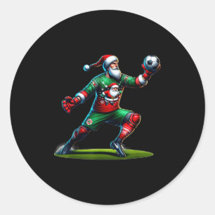 Santa Claus Soccer Goalie Christmas Xmas Classic Round Sticker