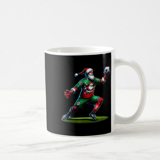 Santa Claus Soccer Goalie Christmas Xmas  Coffee Mug (Right)