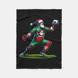 Santa Claus Soccer Goalie Christmas Xmas  Fleece Blanket