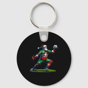 Santa Claus Soccer Goalie Christmas Xmas Key Ring
