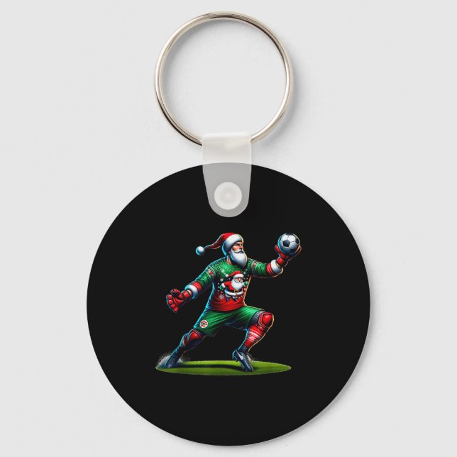 Santa Claus Soccer Goalie Christmas Xmas  Key Ring (Front)