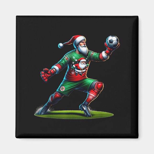 Santa Claus Soccer Goalie Christmas Xmas  Magnet (Front)