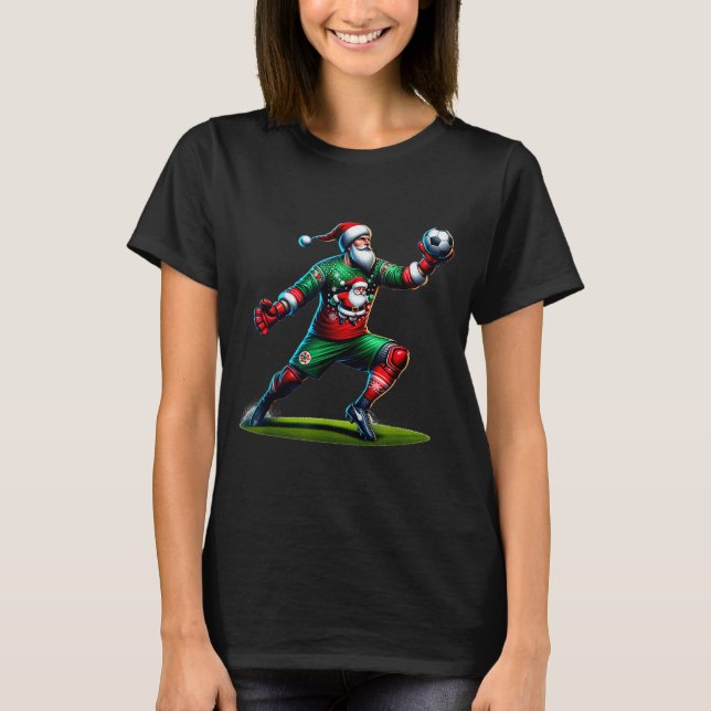 Santa Claus Soccer Goalie Christmas Xmas  T-Shirt (Front)