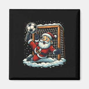 Santa Claus Soccer Goalie Sports Playing Christmas Magnet