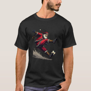 Santa Claus Soccer Player Christmas Sport Theme  T-Shirt