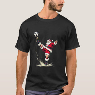 Santa Claus Soccer Player Christmas Sport Theme  T-Shirt
