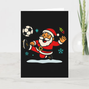 Santa Claus Soccer Sports Playing Christmas Snow X Card