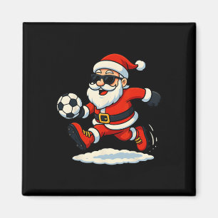 Santa Claus Soccer Sports Playing Christmas Snow X Magnet