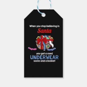 Santa Claus Socks Underwear Christmas Kids Gift Tags
