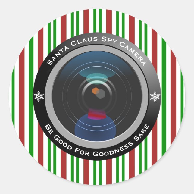 Santa Claus Spy Camera Classic Round Sticker (Front)