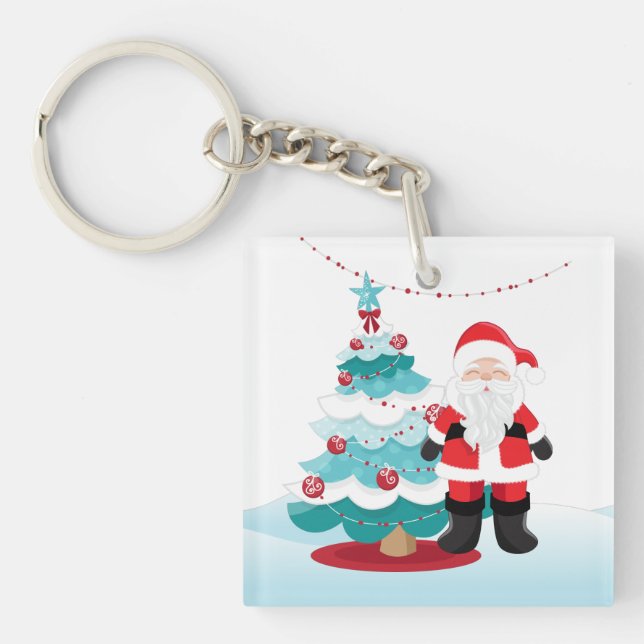 Santa Claus Square  Key Ring (Front)