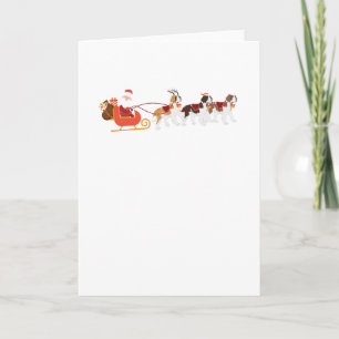 Santa Claus St Bernard Dog Reindeer Christmas Card