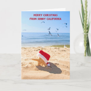 Santa Claus Starfish in Sand Holiday Card