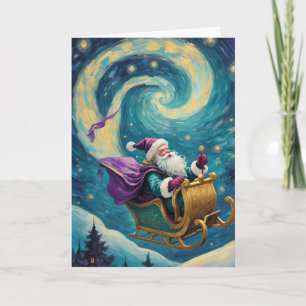 Santa Claus Starry Night Custom Text Card