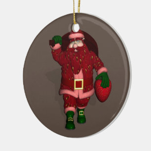 Santa Claus Strawberry Farmer Ceramic Tree Decoration