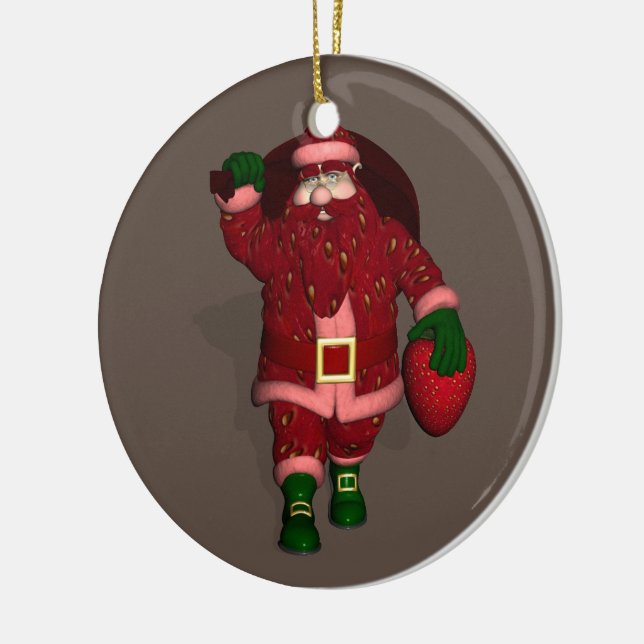 Santa Claus Strawberry Farmer Ceramic Tree Decoration (Left)
