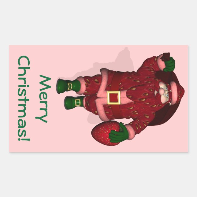 Santa Claus Strawberry Farmer Rectangular Sticker (Front)