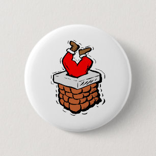 Santa Claus Stuck In Chimney 6 Cm Round Badge
